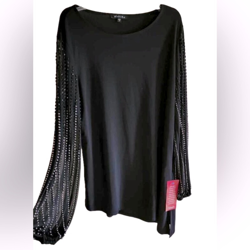 MARINA - Asymmetric Women blouse - Beaded Sleeve arm - Size 8 - NWT - Picture 3 of 3